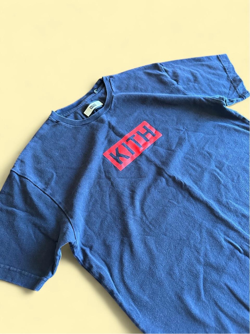 KITH Box Logo Navy T-Shirt Faded Streetwear Men’s Size M